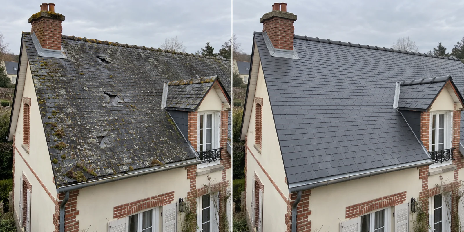 Avant et après : rénover une couverture en ardoise